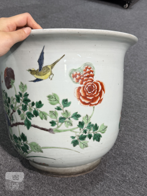 清晚期五彩雉鸡牡丹纹大花盆 - 图6